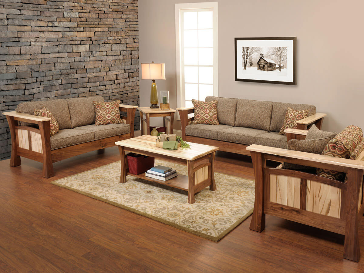 Rustic Two Toned Living Room Set