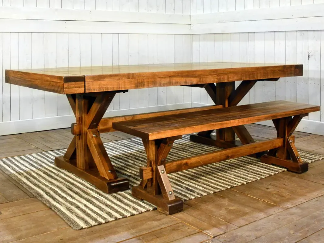 Chunky Wood Dining Tables With Thick Tops, Legs, and Corner Posts