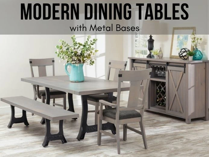 Modern Dining Tables With Metal Bases and Wood Tops