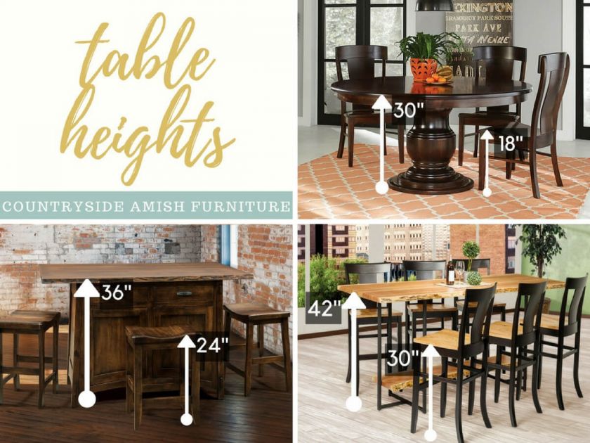 Bar Height Amish Dining Tables, Standard Dining Room Table Height