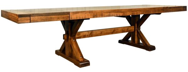 Rough Sawn Dining Table with End Leaves