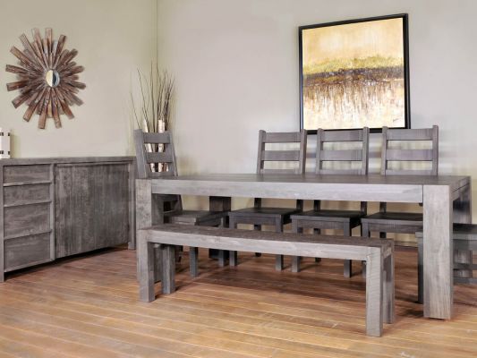 Cypress Creek Gray Dining Table, Cypress Wood Dining Chairs
