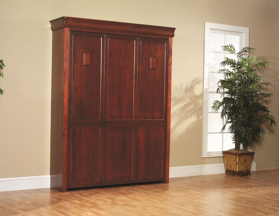 Charlemagne Cherry Murphy Bed, Real Wood Queen Murphy Bed