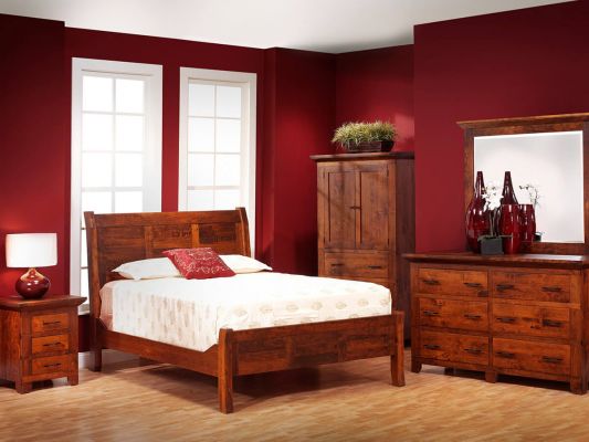 Roswell Rustic Cherry Bedroom Furniture Set