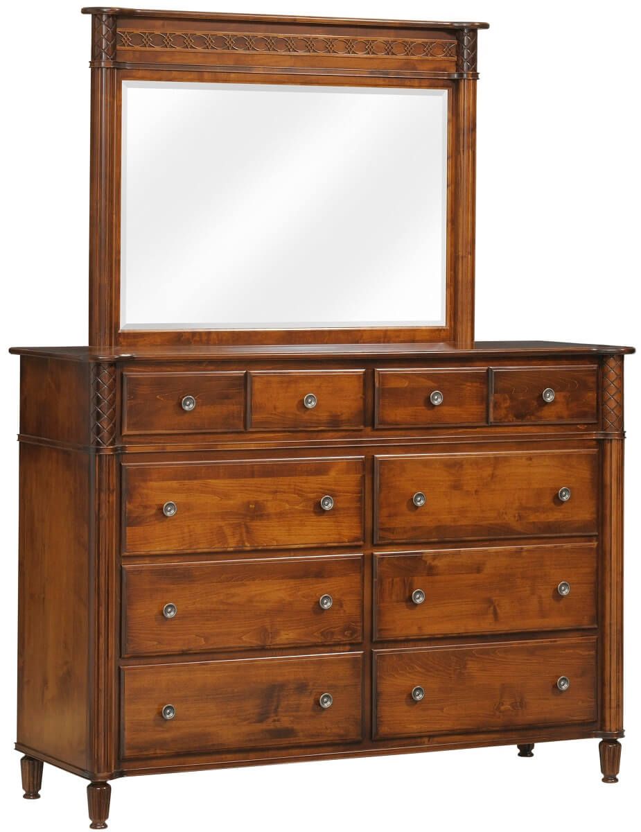 Brown Maple Dresser with Mirror
