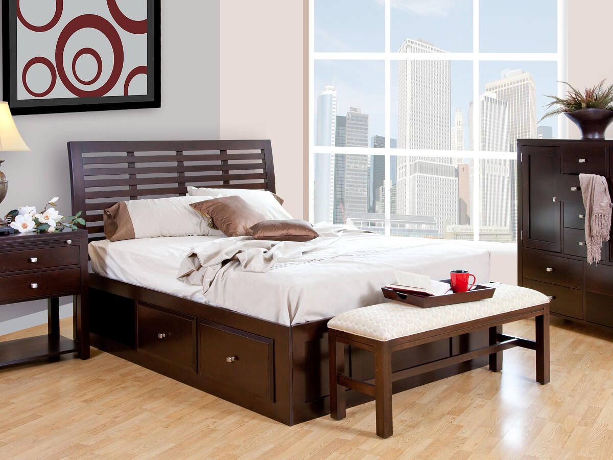 Modern Brown Maple Bedroom Set