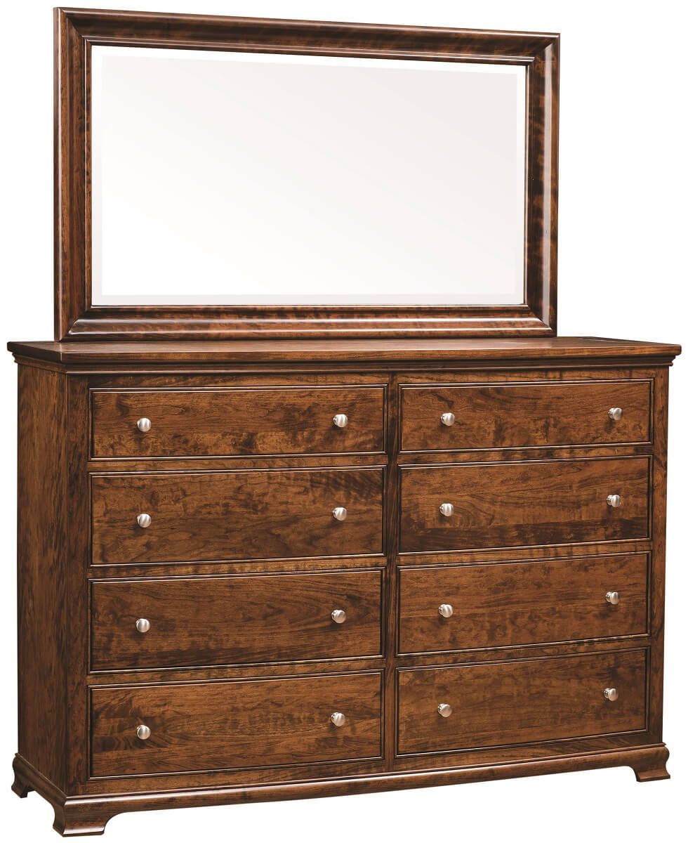 Crete Tall Mirrored Wood Dresser Countryside Amish Furniture