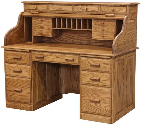 Clerks Solid Oak Roll Top Desk, Value Of Roll Top Oak Desk