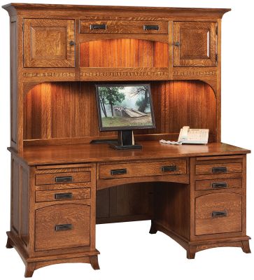Oswin Computer Desk With Hutch, Computer Hutch Desk With Doors