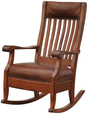 Augustine Rocker with Leather Upholstery 