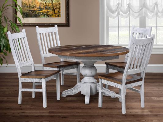 Shown with Barnwood Pedestal Table