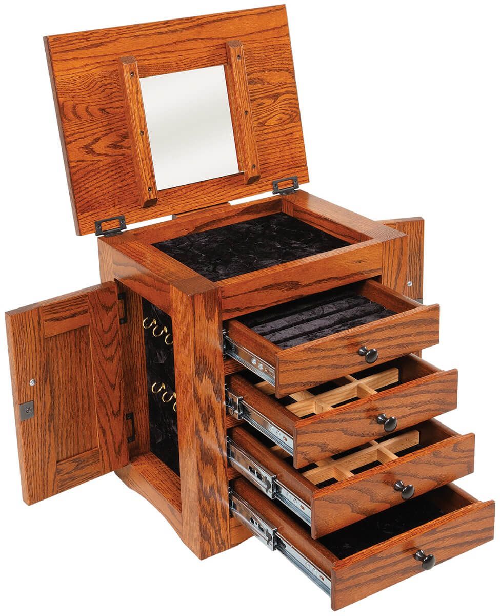 Oak Amish Made Jewelry Cabinet