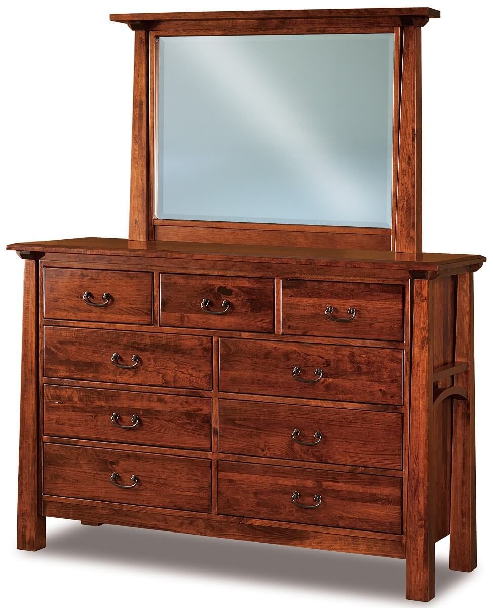 Bellevue 9 Drawer Mirror Dresser, 9 Drawer Mirrored Dresser