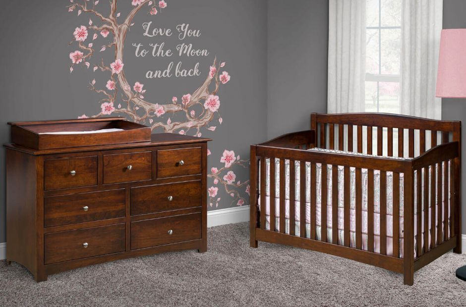 Salinas Cherry Nursery Set, Wooden Baby Furniture Sets