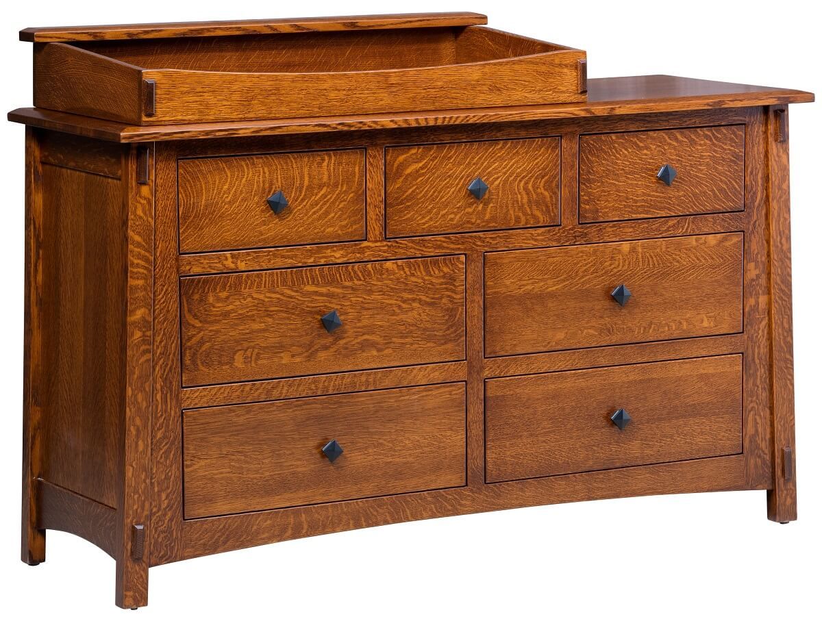 Mission Style Changing Table Dresser