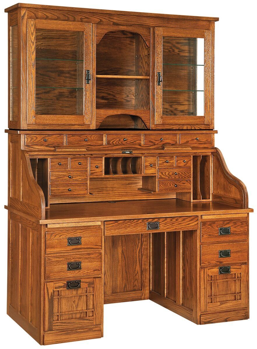 Mission Roll Top Desk with Hutch