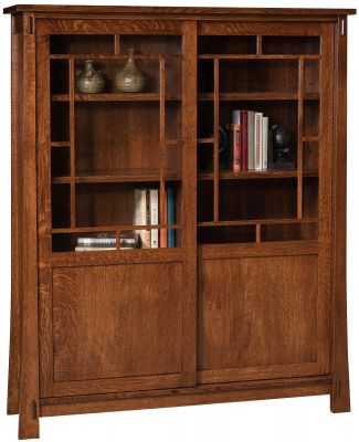 Tahari Wooden Sliding Door Bookcase, Amish Furniture Bookcases