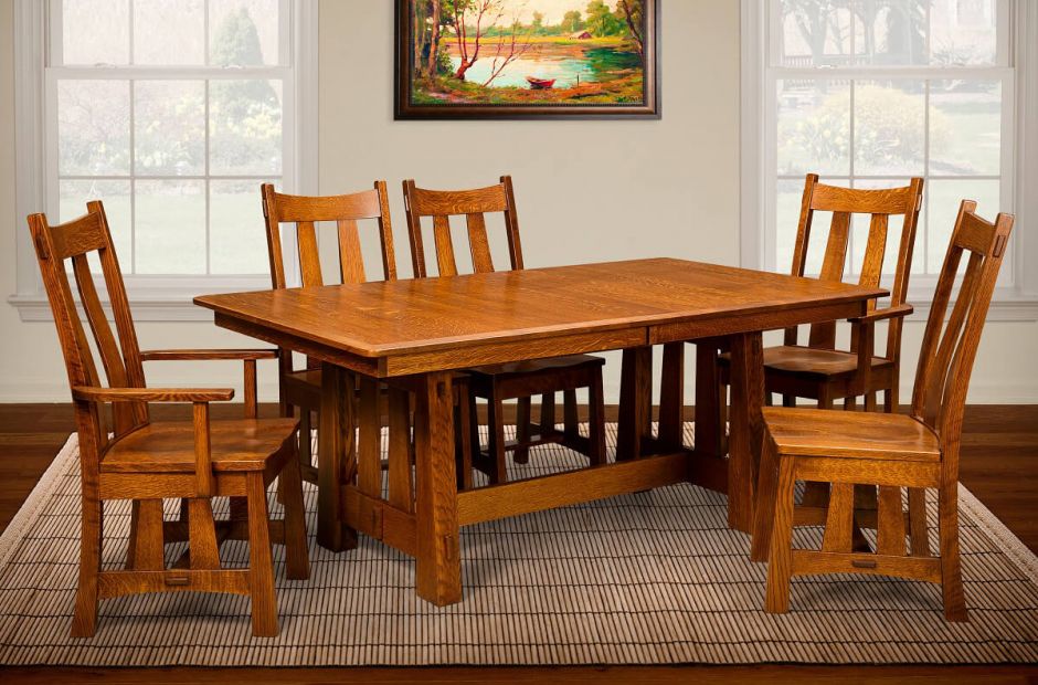 C Gables Craftsman Dining Set, Mission Style Dining Room Table Sets