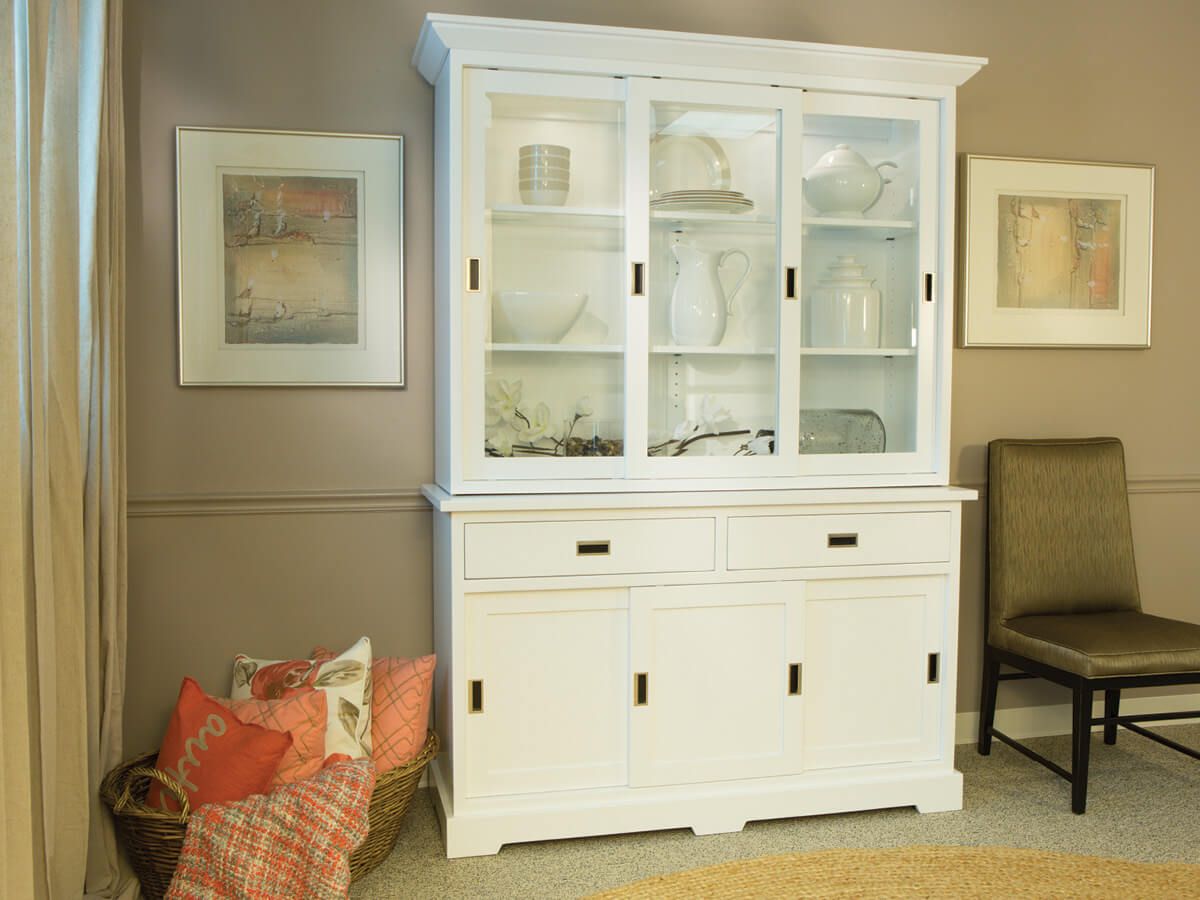 Brown Maple Painted China Hutch