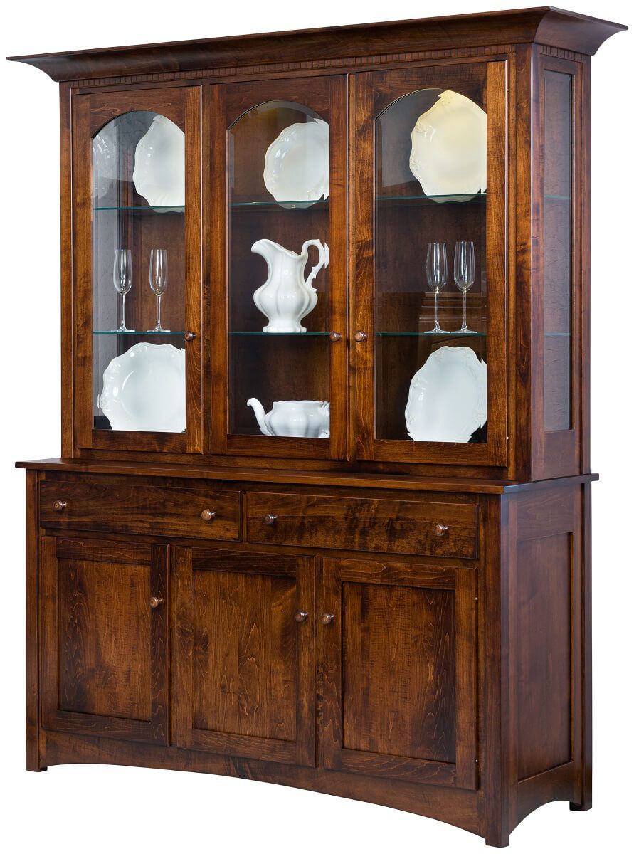 Brown Maple Amish Made China Cabinet