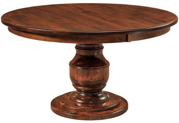 Benelux Round Pedestal Dining Table in Brown Maple