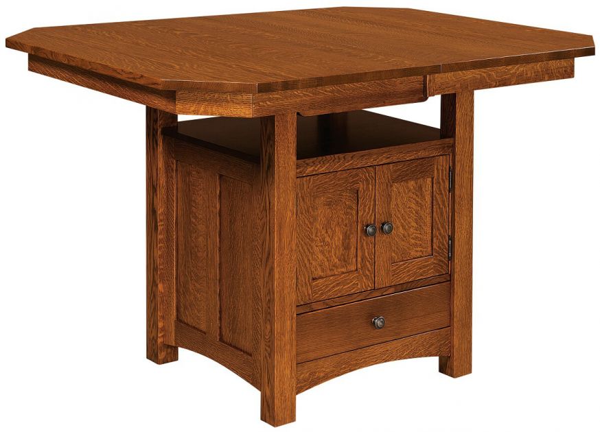 Mt. Marcy Butterfly Leaf Bar Table with Storage