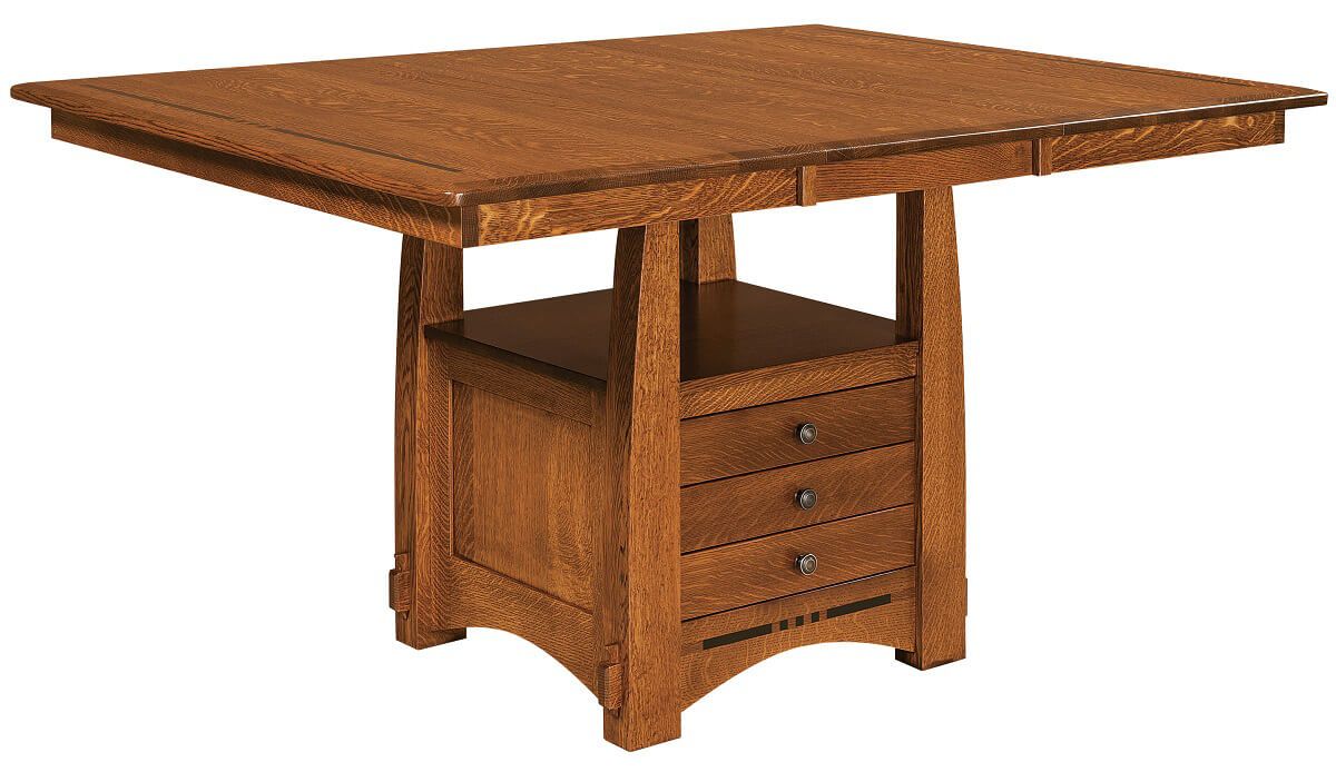 Sitka Craftsman Pub Table shown with Expansion Leaf