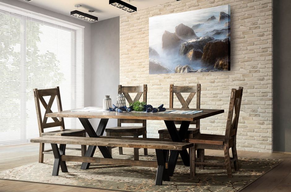Eloy Rustic Dining Furniture Set, Modern Farmhouse Dining Room Table And Chairs Set