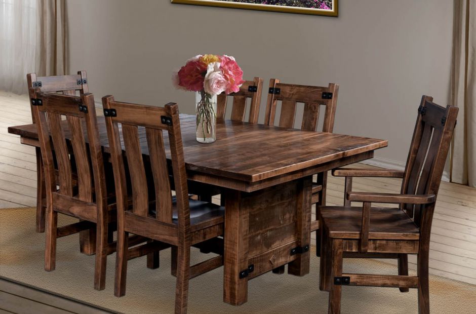 Somerton Rustic Dining Set, Rustic Wood Dining Room Table Sets