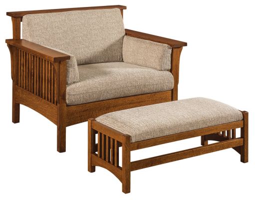 Jerome Slatted Chair and Ottoman