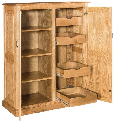 Oak Kitchen Pantry with Roll-Out Shelves