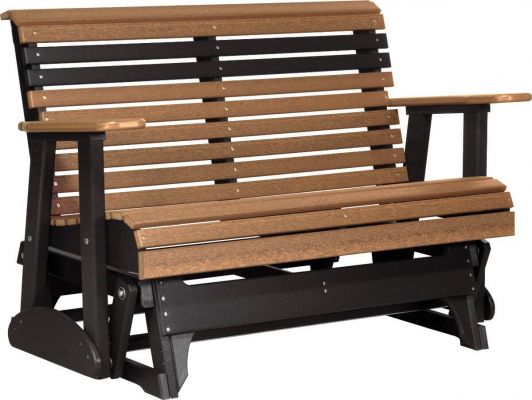 Antique Mahogany and Black Cape Lookout Patio Glider Bench