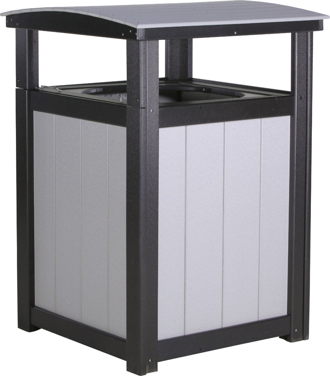 Dove Gray and Black Pigeon Point Commercial Outdoor Trashcan