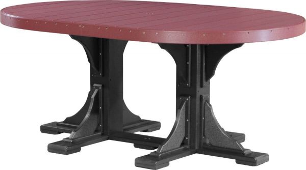 Cherrywood and Black Stockton Outdoor Oval Dining Table