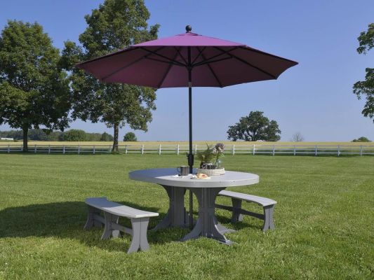 Poly Dining Table and Seating with Umbrella
