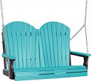 Aruba Blue and Black Tahiti Adirondack Porch Swing