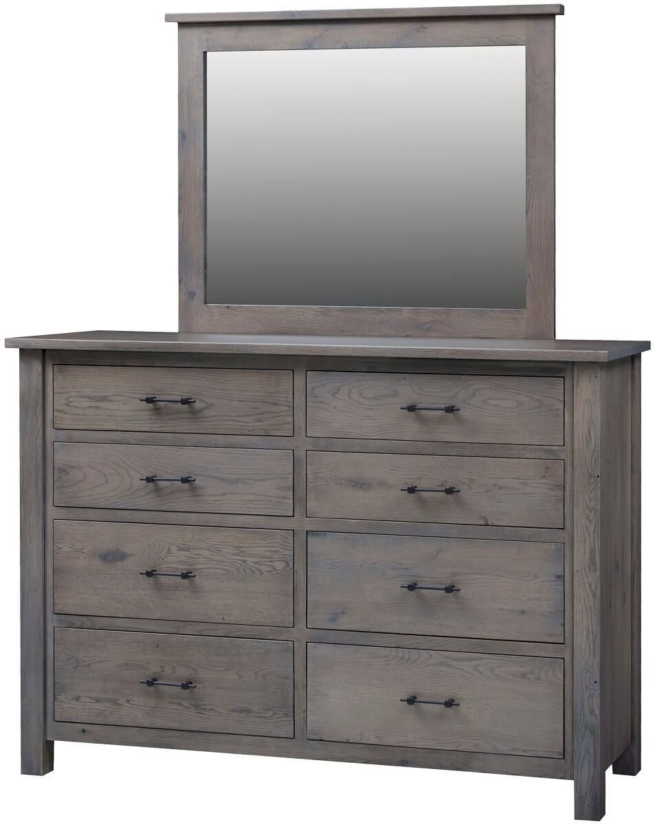 Bald Knob 8 Drawer Mirrored Dresser Countryside Amish Furniture