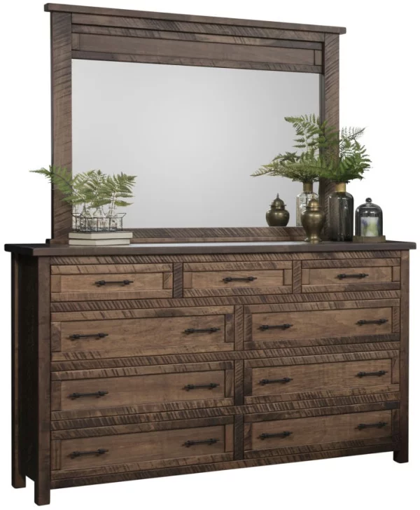 Boxi Rustic Mirrored Dresser