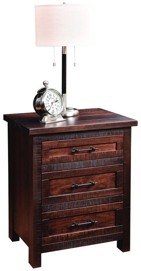 Boxi Rustic 3-Drawer Bedside Table