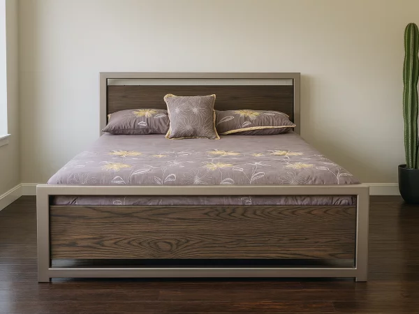Piermont Wood and Pewter Metal Bed