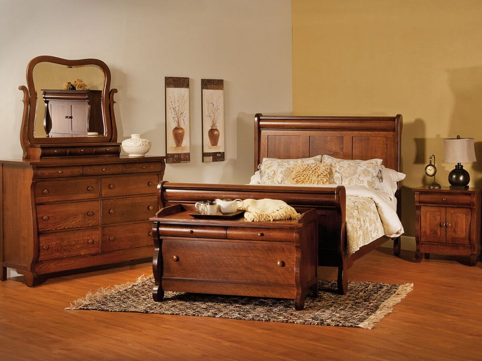 【IDEE】SLEIGH MIRROR Natural Victoria Sleigh Mirror Dresser - Countryside Amish Furniture