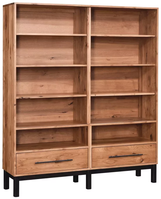 Double Bookcases Made From Solid Wood