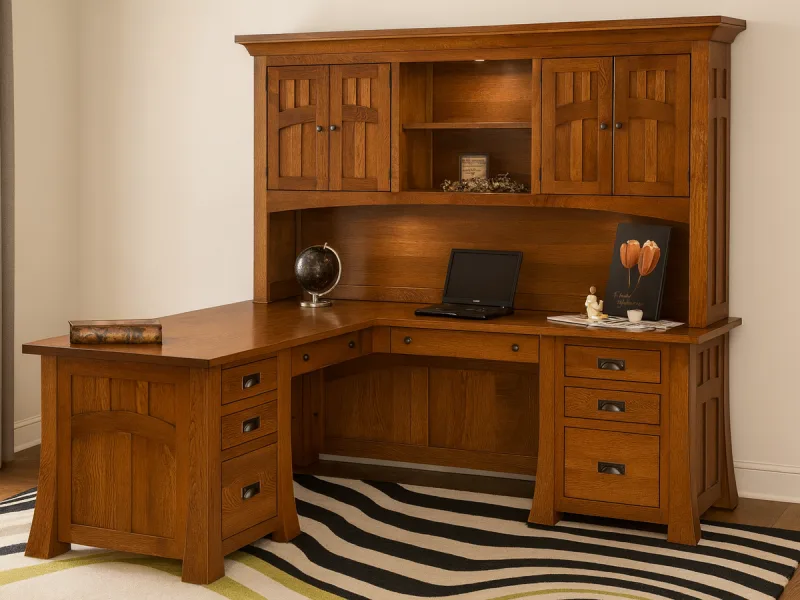 Mission Canyon Executive L-Shaped Desk with Hutch