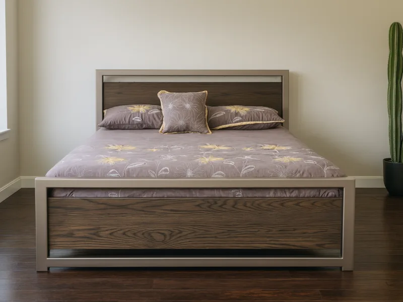 Piermont Wood and Pewter Metal Bed
