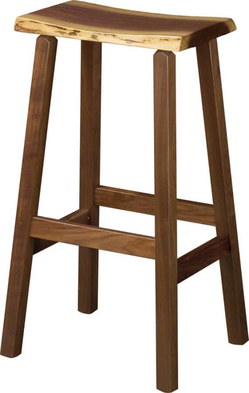Cohoon Live Edge Rustic Walnut Barstool