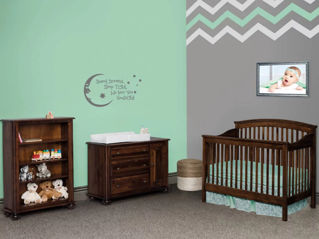 Cossette Nursery Set in Devonshire stain on Brown Maple