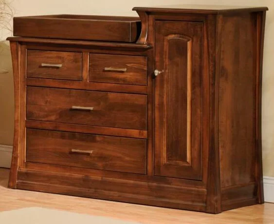 Rosewood Changing Table with Converter box in Brown Maple with Devonshire