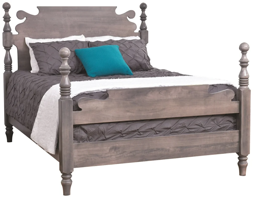 Gray Finish on Brown Maple Bed
