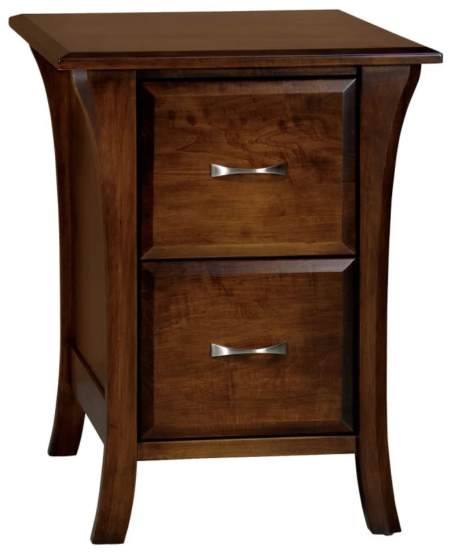 Alix Contemporary Wooden File Cabinet With Curved Posts