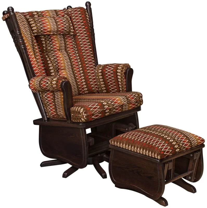 Oak High Back Swivel Glider